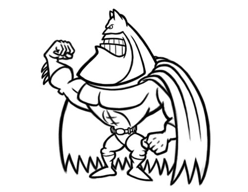 500x387 Batman Cartoon Character Drawing - Batman Cartoon Sketch