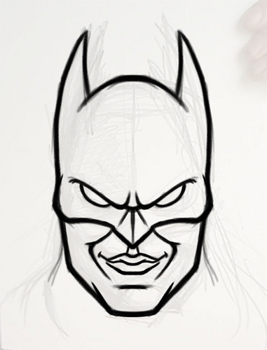381x500 Batman Head Drawing Rough Sketch - Batman Cartoon Sketch