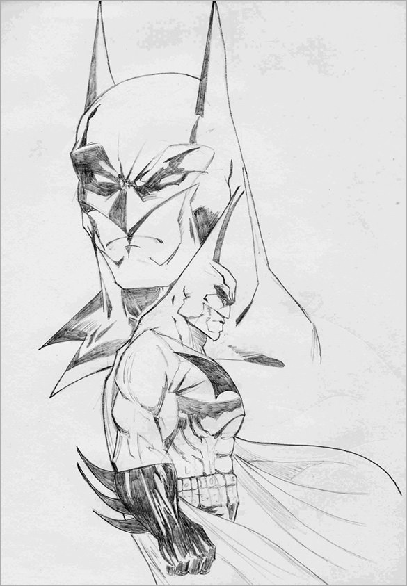 585x843 Fantastic Batman Drawings Download! Free Amp Premium Templates - Batman Cartoon Sketch