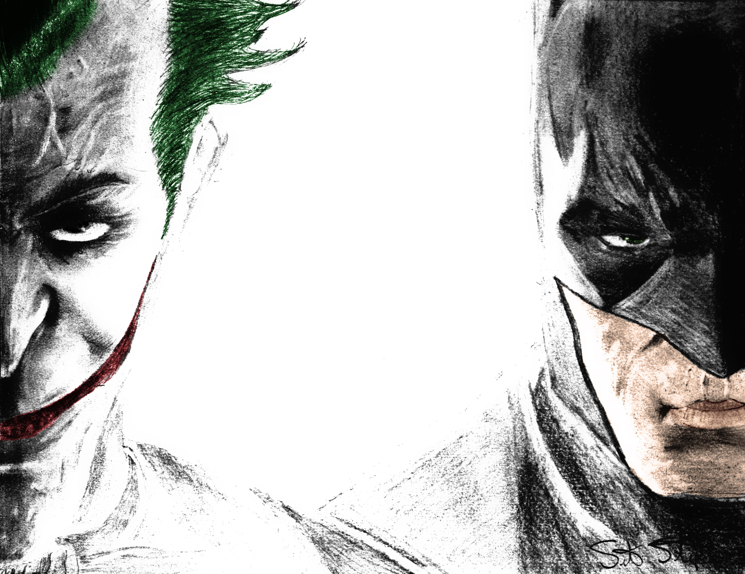 2840x2191 Batman Joker Sketch - Batman Joker Sketch