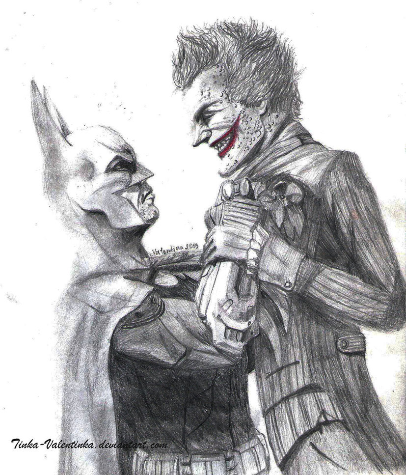 827x967 Batman Vs Joker By Tinka Valentinka - Batman Joker Sketch