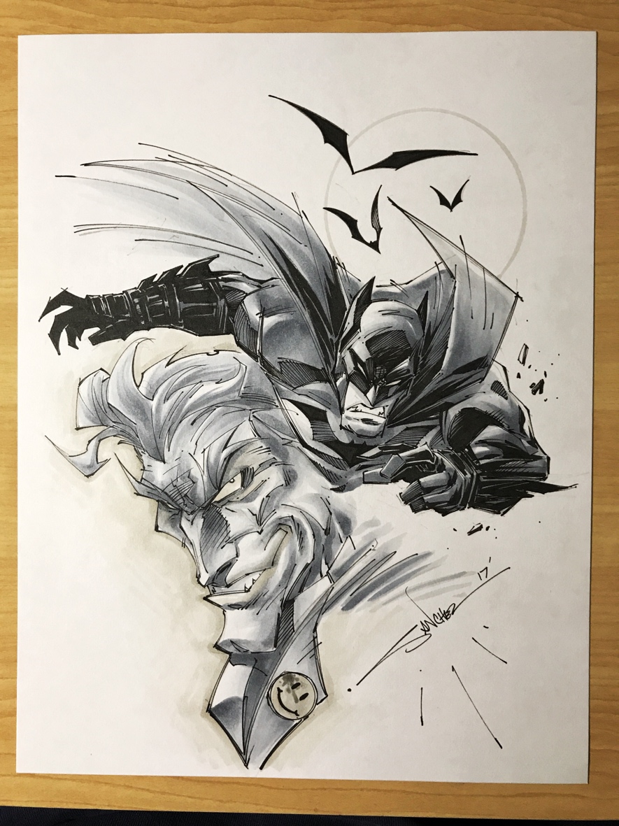 885x1181 Original Art Batman Joker Copic Colored The Sketch Art Of - Batman Joker Sketch