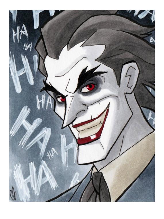 570x760 Batman Joker Copic Marker Sketch Card Etsy - Batman Joker Sketch