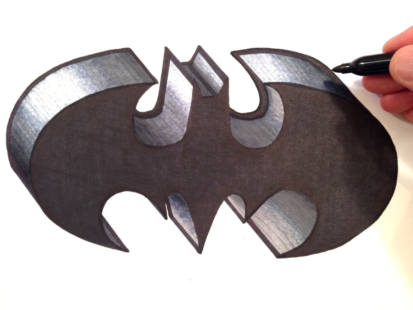 1632x1224 How To Draw The Batman Logo In 3d - Batman Logo Sketch