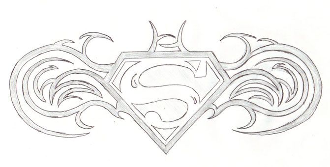 671x340 Superman - Batman Logo Sketch