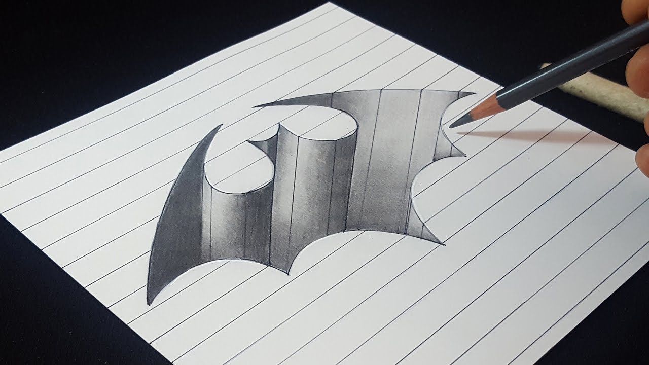 1280x720 3d Batman Logo Hole - Batman Logo Sketch