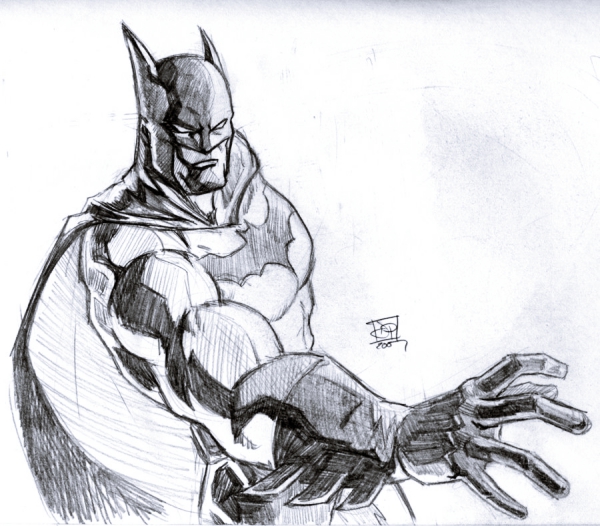 600x526 40 Magical Superhero Pencil Drawings - Batman Pencil Sketch