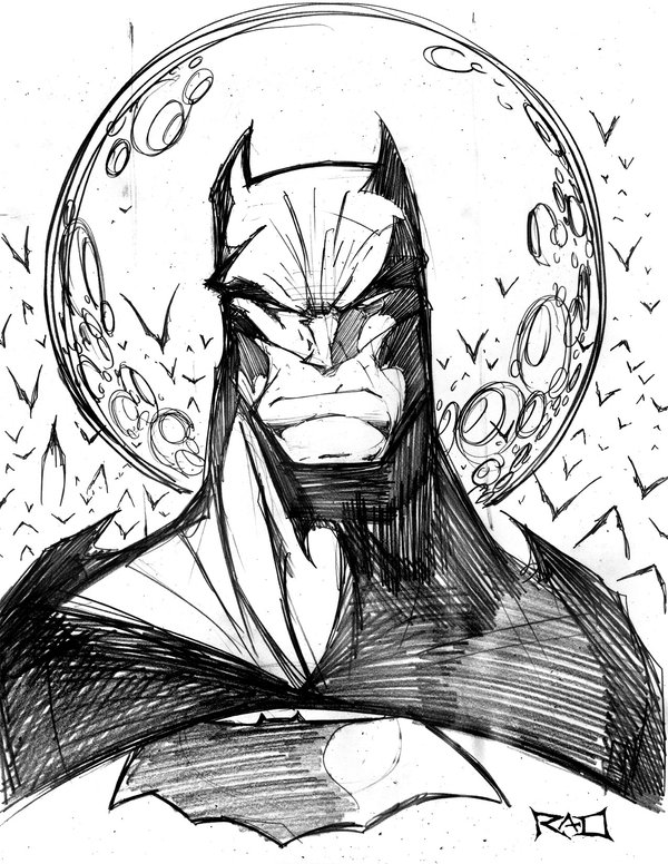 600x776 Morning Sketch - Batman Sketch Art