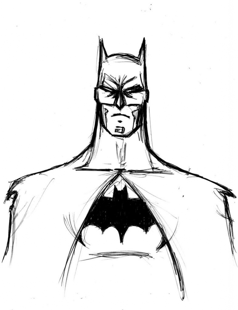 787x1024 Batman Draw - Batman Sketch Easy
