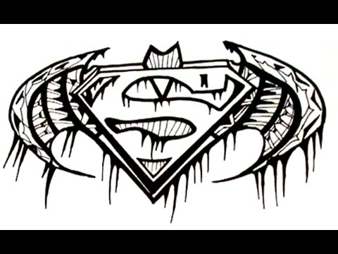 480x360 How To Draw Tribal Superman Logo Tattoo - Batman Sketch Logo