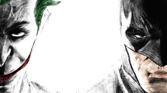 570x320 Batman And Joker Drawing Personnal Interpretation Of Batman And - Batman Vs Joker Sketch