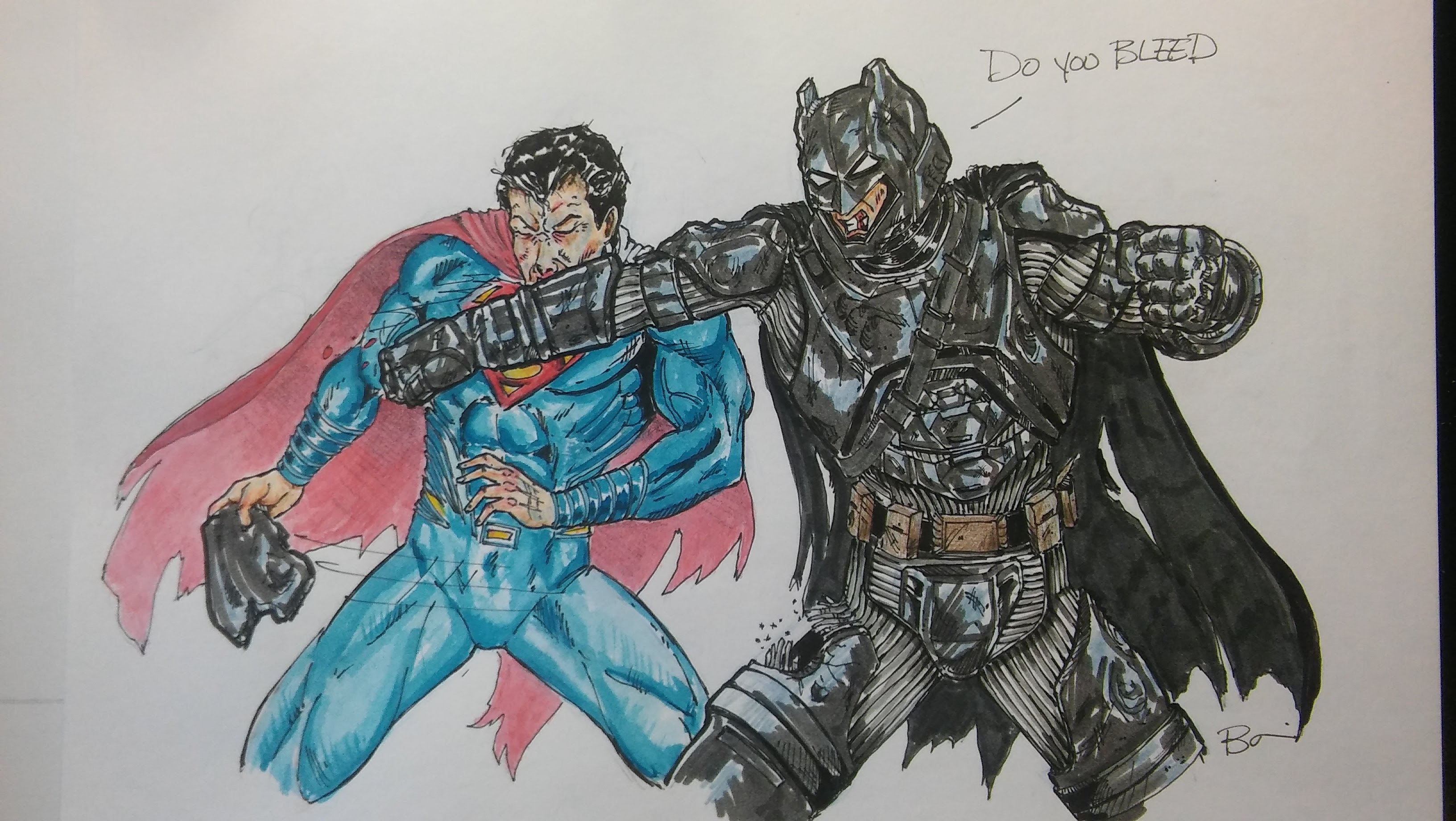 3264x1840 Batman V Superman Drawing, Pencil, Sketch, Colorful, Realistic Art - Batman Vs Superman Sketch