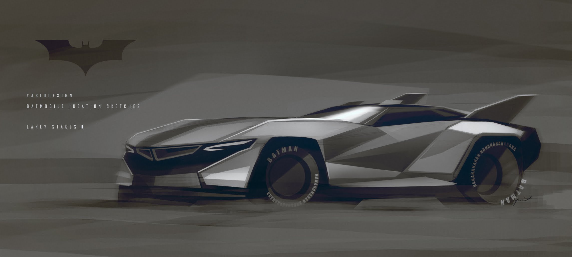 2291x1031 Batmobile Rough Sketch - Batmobile Sketch