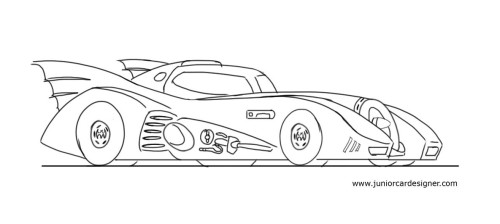 500x224 How To Draw The Batmobile For Kids Junior Car Designer - Batmobile Sketch