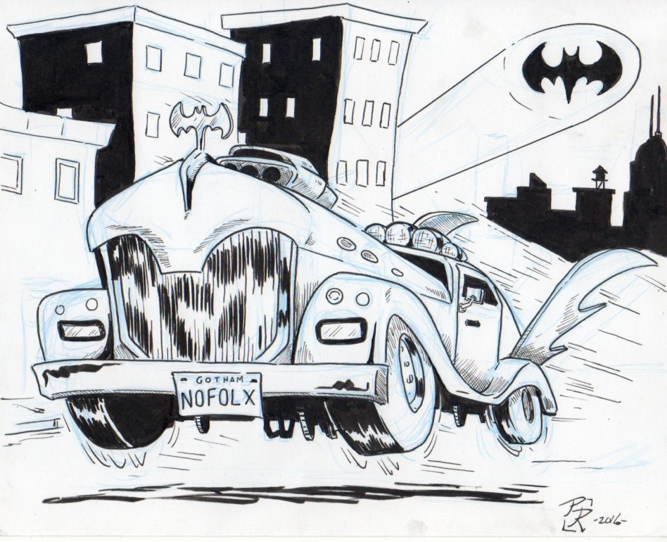948x770 Phil Rood Batmobile Original Sketch Online Store Powered By - Batmobile Sketch
