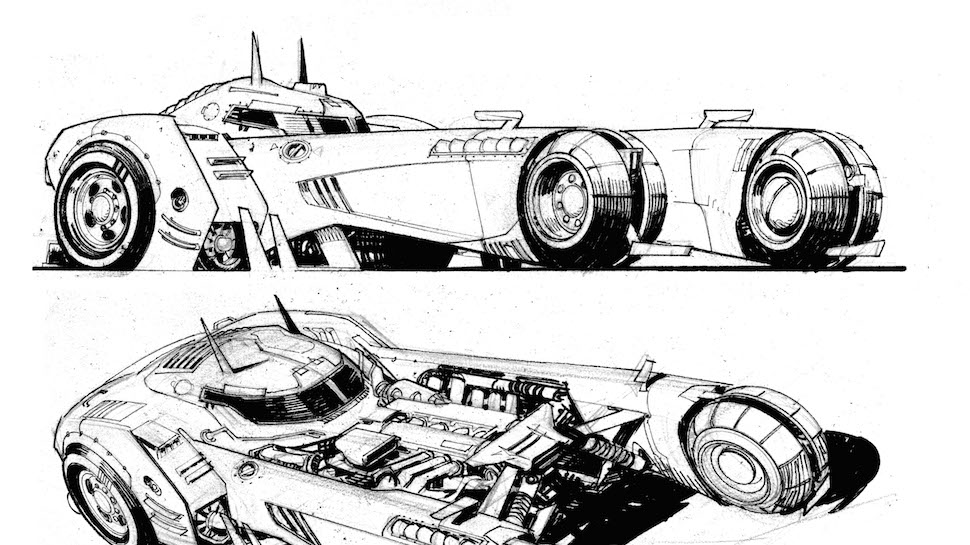 970x545 Sean Gordon Murphy Talks Designing A New Batmobile For Batman - Batmobile Sketch