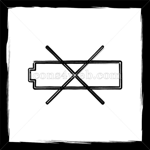 600x600 Empty Battery Sketch Icon. - Battery Sketch