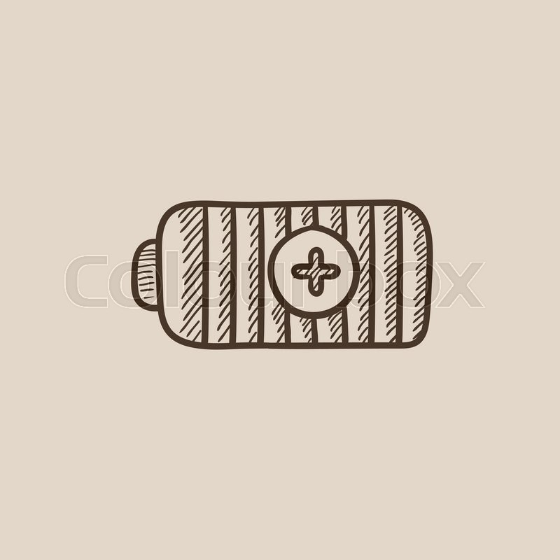 800x800 Fully Charged Battery Sketch Icon For Web, Mobile And Infographics - Battery Sketch