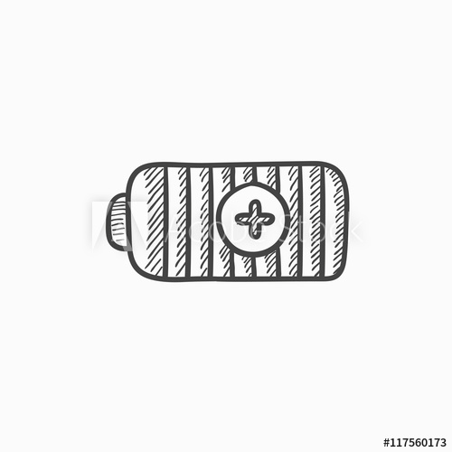 500x500 Fully Charged Battery Sketch Icon. - Battery Sketch