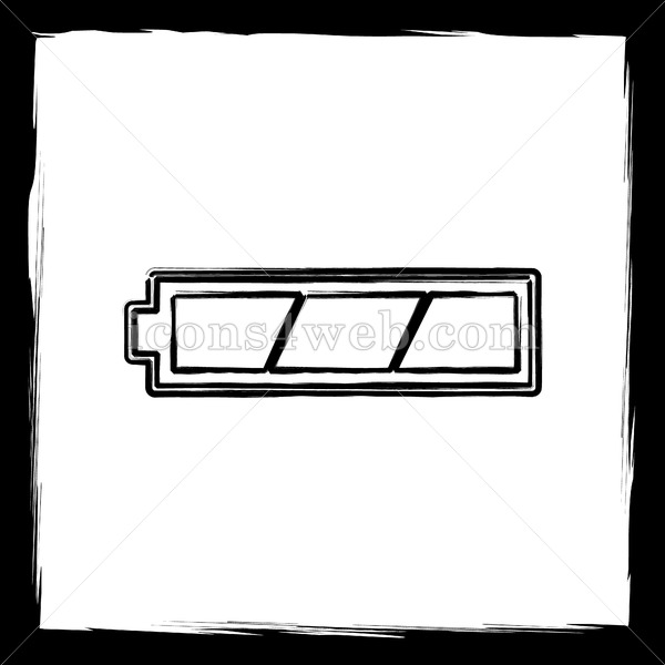 600x600 Fully Charged Battery Sketch Icon. - Battery Sketch