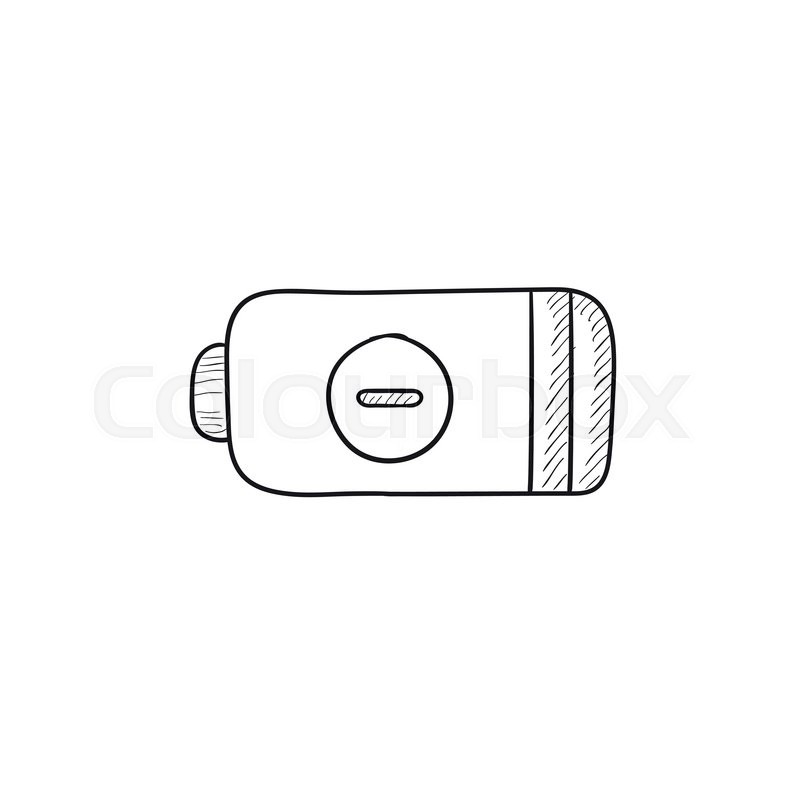 800x800 Low Power Battery Vector Sketch Icon Isolated On Background. Hand - Battery Sketch