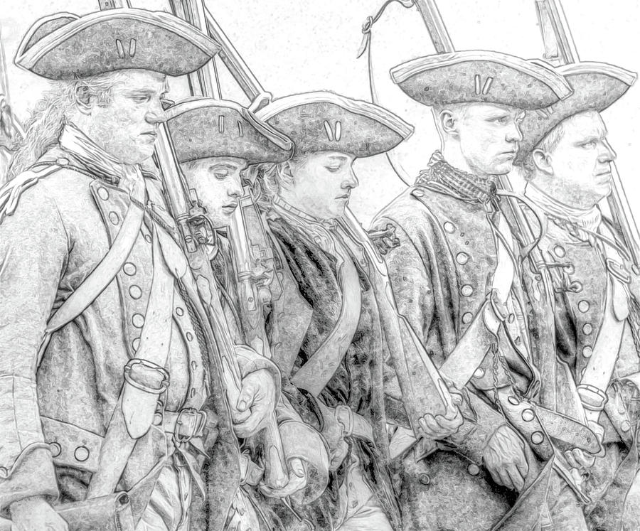 900x747 British Soldiers Battle March Sketch Digital Art By Randy Steele - Battle Sketch