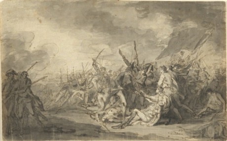 460x286 Early John Trumbull Sketch Of The Battle Of Bunker Hill - Battle Sketch