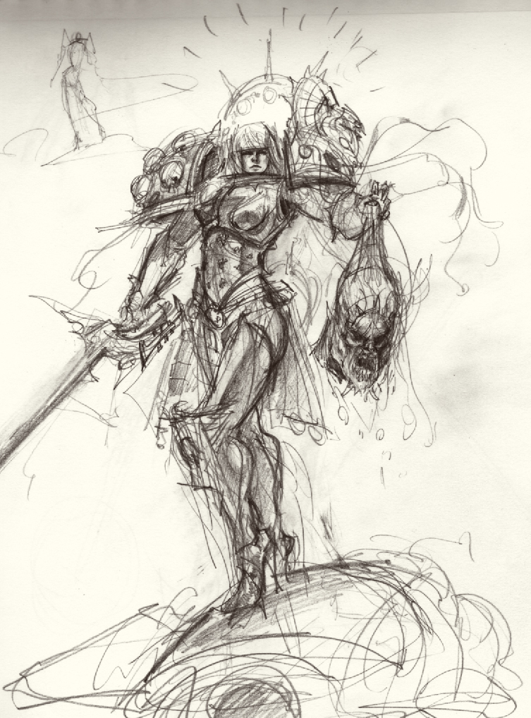 753x1018 Sister Of Battle Sketch - Battle Sketch