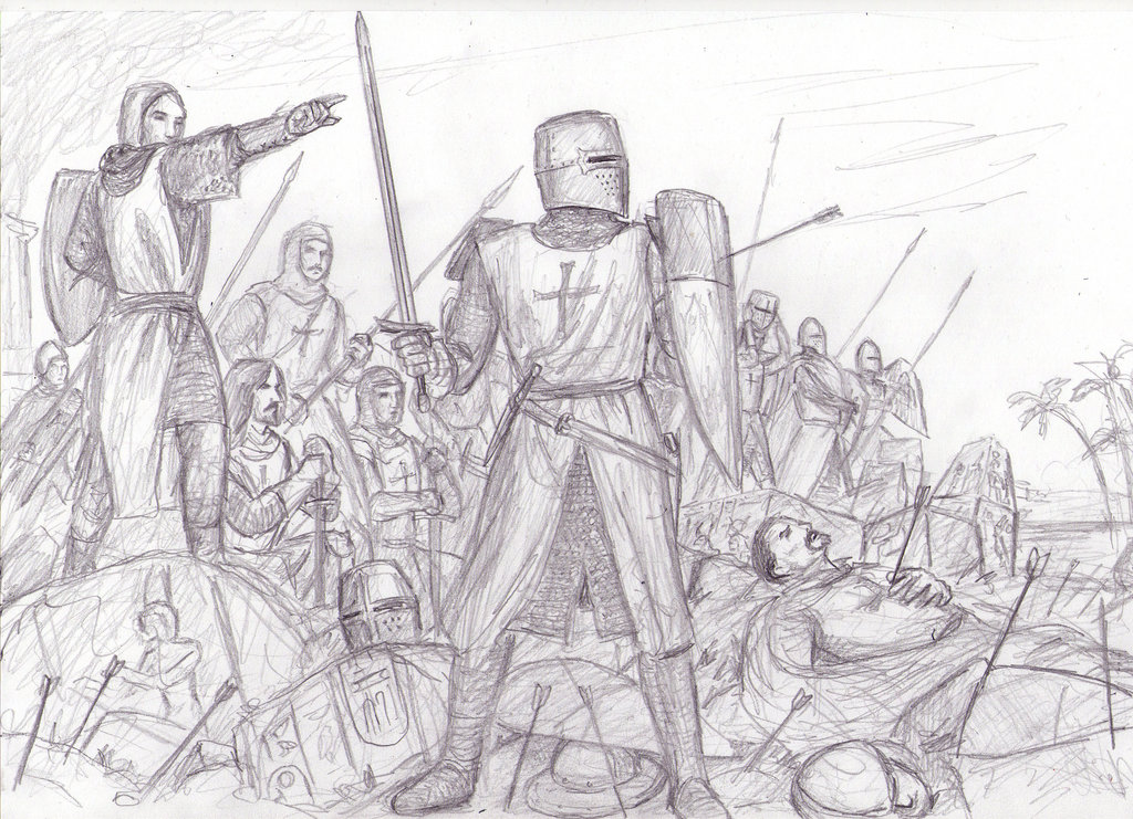 1024x741 Templar Battle Line Sketch By Dashinvaine - Battle Sketch