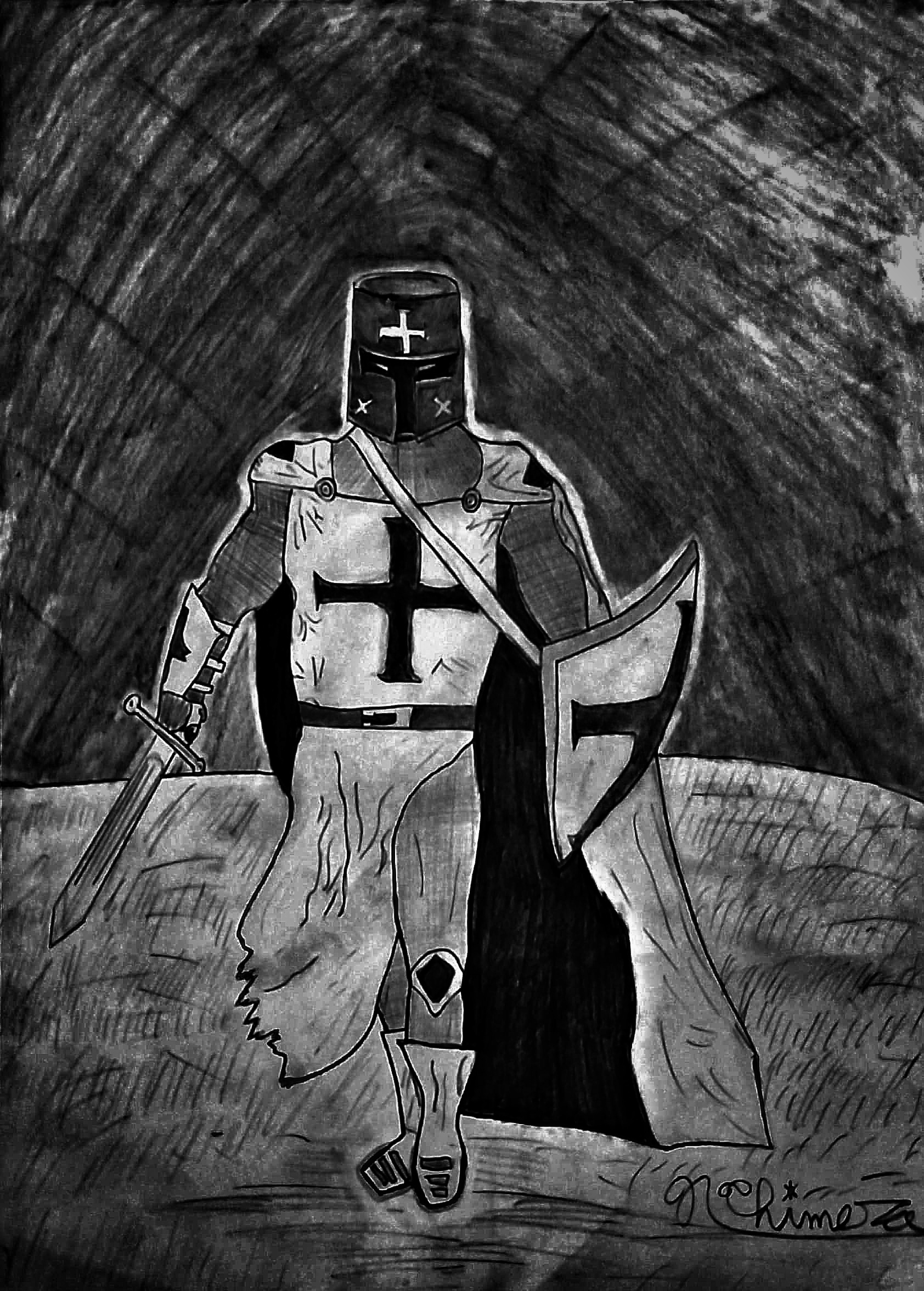 1684x2352 The Standard Crusader Battle Sketch Brother Rice High School - Battle Sketch