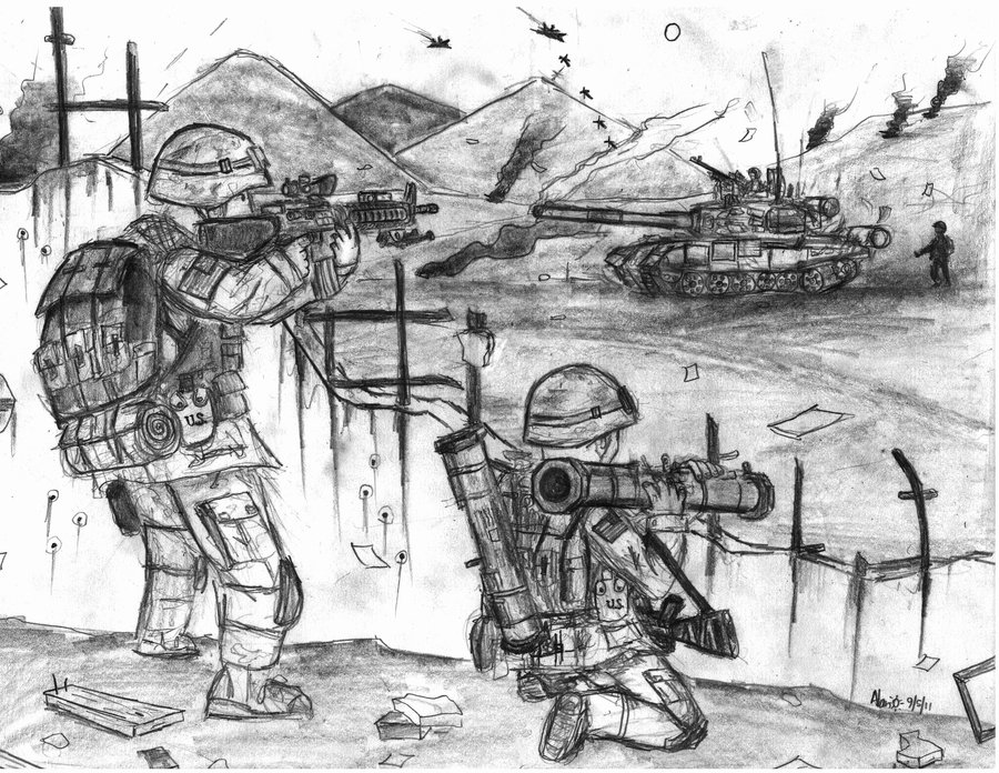 900x696 Battlefield Drawing Drawing Skill - Battlefield Sketch
