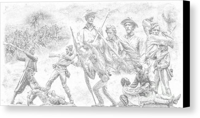 651x384 Monuments On The Gettysburg Battlefield Sketch Canvas Print - Battlefield Sketch