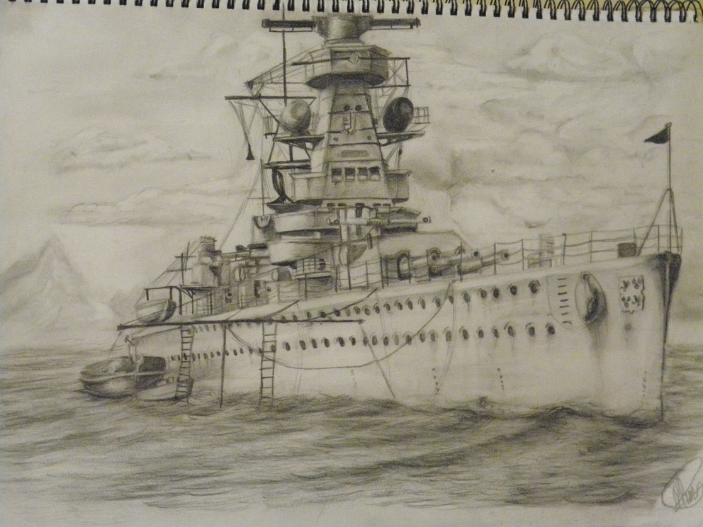 992x744 Admiral Graf Spee Sketch - Battleship Sketch