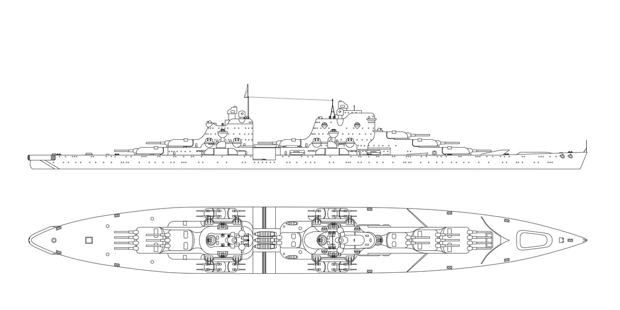 1264x632 The Streamlined Battleships - Battleship Sketch