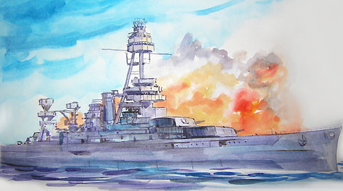 500x279 Battleship Of Texas In Action Sketch By Jack Connelly Jack - Battleship Sketch
