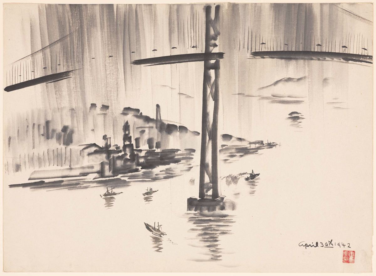 1200x880 Farewell Picture Of The Bay Bridge - Bay Bridge Sketch