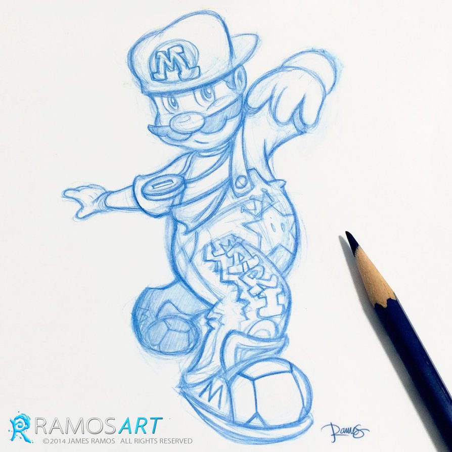 894x894 B Boy Mario - Bboy Sketch