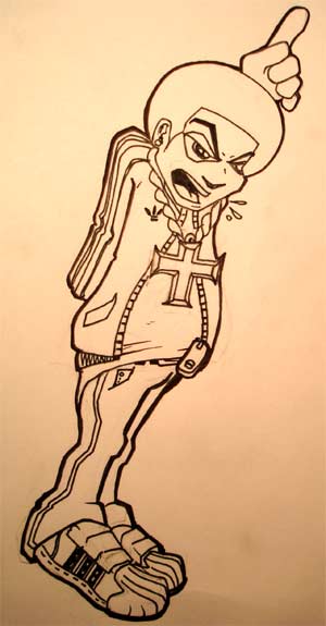 300x575 B Boy Character 2 - Bboy Sketch