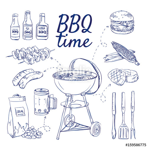 500x500 Doodle Set Of Bbq - Bbq Sketch