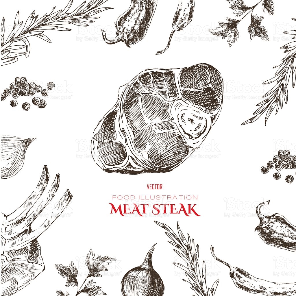 1024x1024 Drawn Meat Sketch - Bbq Sketch