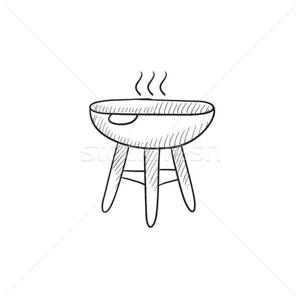 600x600 Kettle Barbecue Grill Sketch Icon. Vector Illustration Andrei - Bbq Sketch