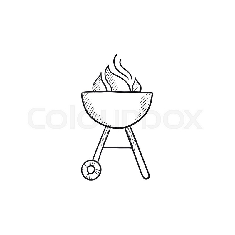 800x800 Kettle Barbecue Grill Vector Sketch Icon Isolated On Background - Bbq Sketch