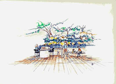 400x291 Residential And Commerical Landscape Architecture - Bbq Sketch