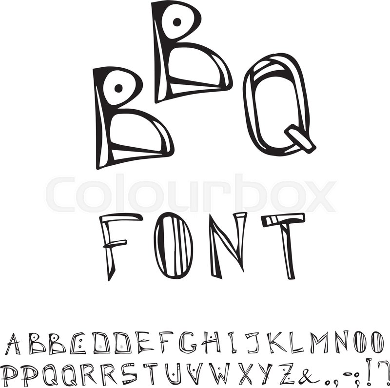 800x796 Bbq Or Barbecue Decorative Meat Font, Alphabet. Isolated On A - Bbq Sketch