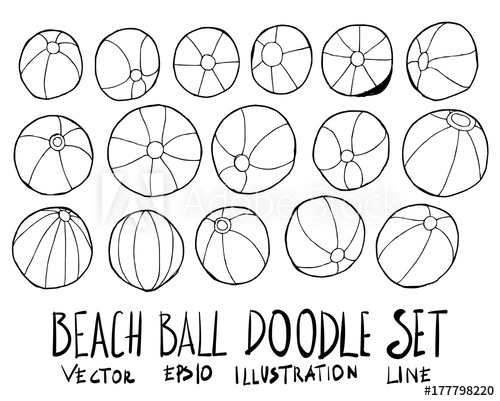 500x401 Set Of Beach Ball Illustration Hand Drawn Doodle Sketch Line - Beach Ball Sketch
