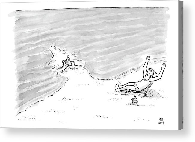 651x476 Moses Is Laying On A Beach Chair Parting The Sea Acrylic Print By - Beach Chair Sketch