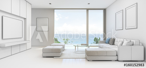 500x233 Sea View Living Room With Terrace In Luxury Beach House, Sketch - Beach House Sketch