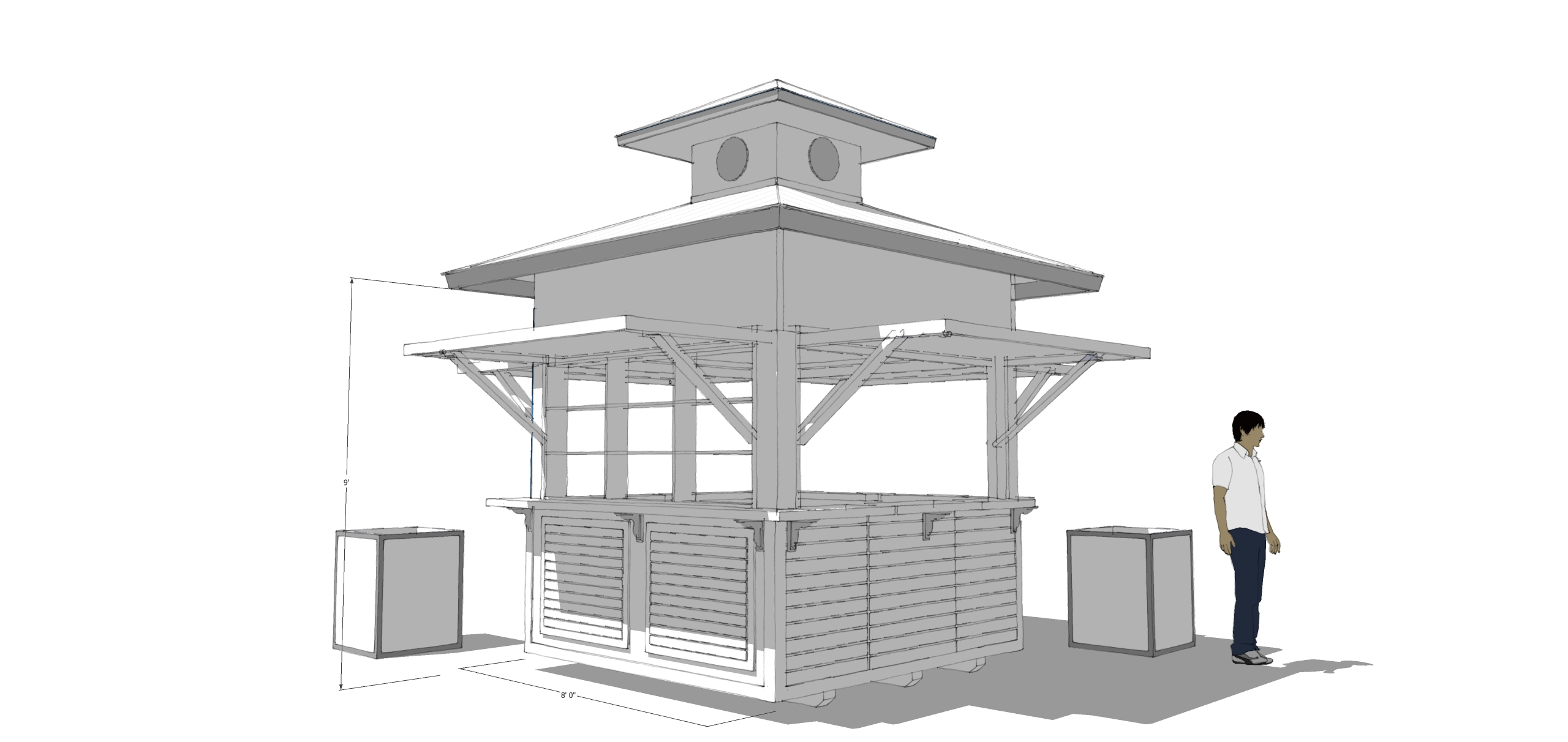 2560x1212 Caribbean Condo Beach Hut Concept Sketches - Beach Hut Sketch