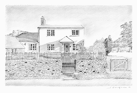 450x306 House Drawing Pencil Sketch Or Watercolour On Commission, Artist J - Beach Hut Sketch