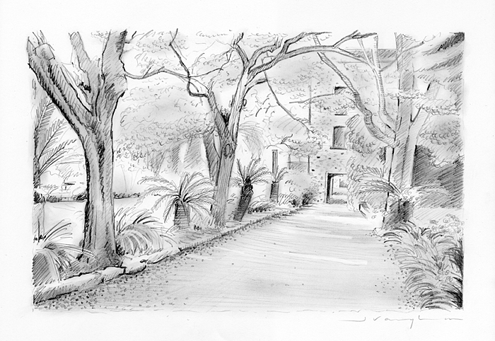 700x482 Pencil Drawing Art Commission - Beach Hut Sketch